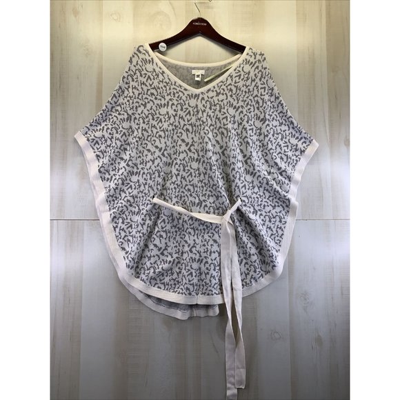 C womens 100% Cotton Gray Ivory Knit V Neck Wrap Shawl Pullover Size XL NWT-7646 - Picture 1 of 5